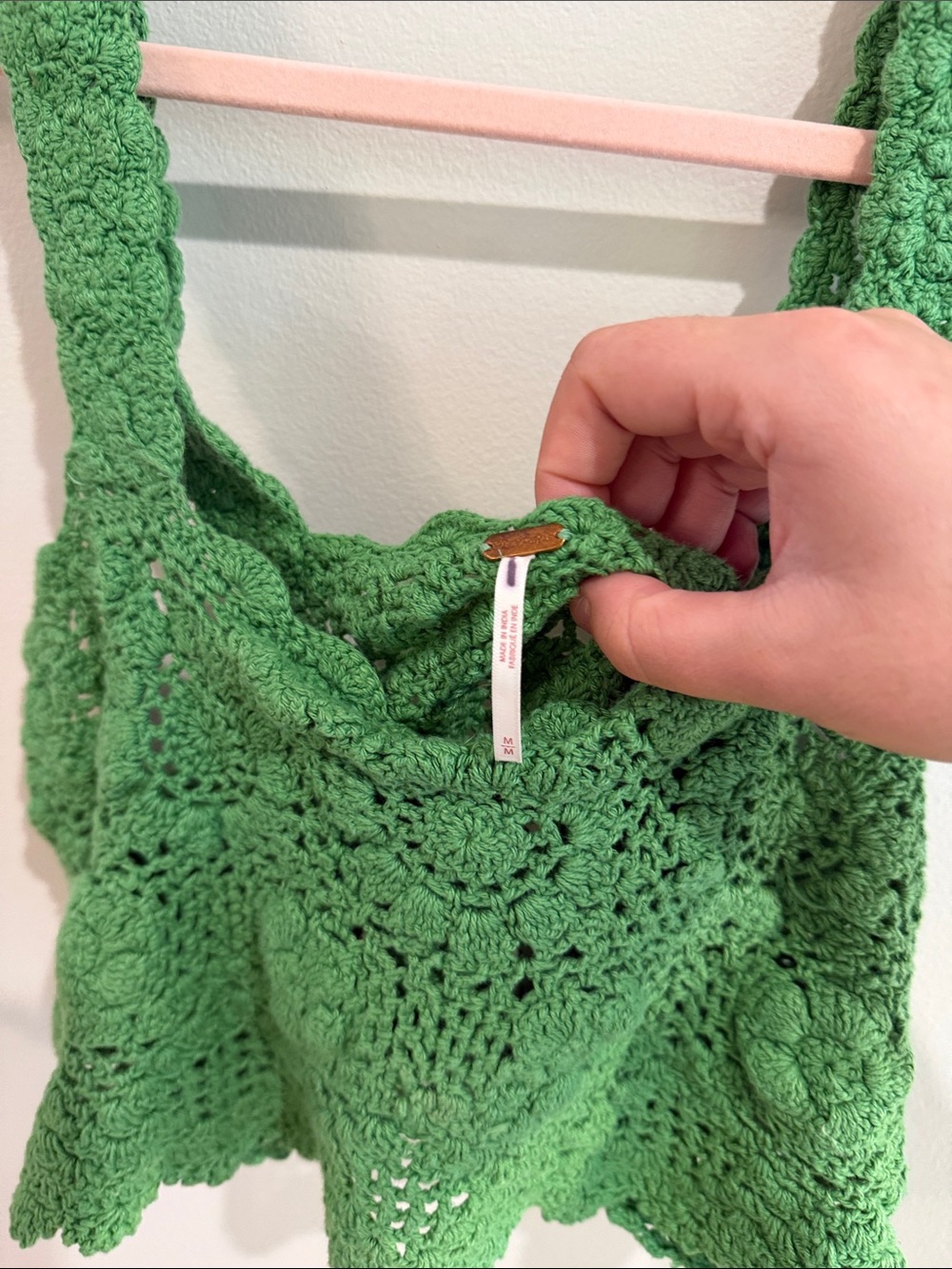 Free People Emerald Green Crochet Crop Tank - Picture 2 of 3